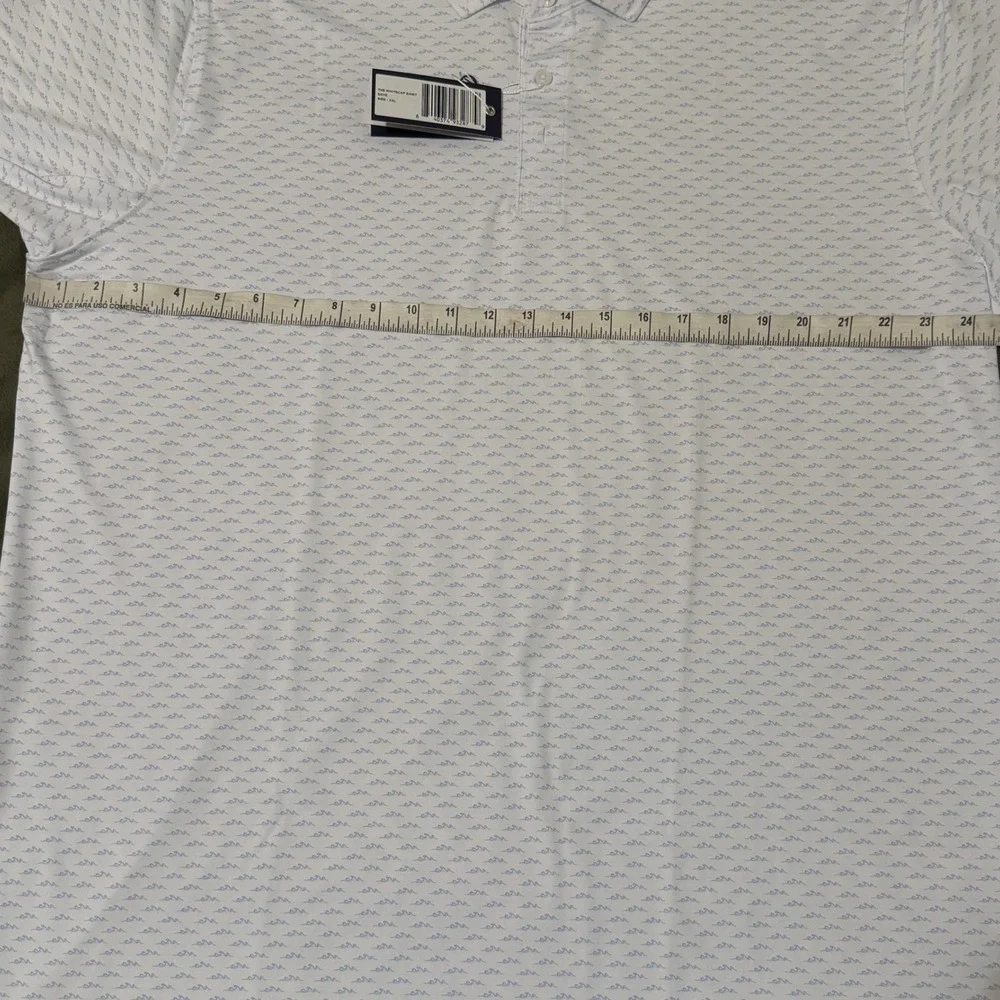 Holderness & Bourne Whitecap Shirt Skye Blue Wave Print Polo XXL Tailored Fit‎
